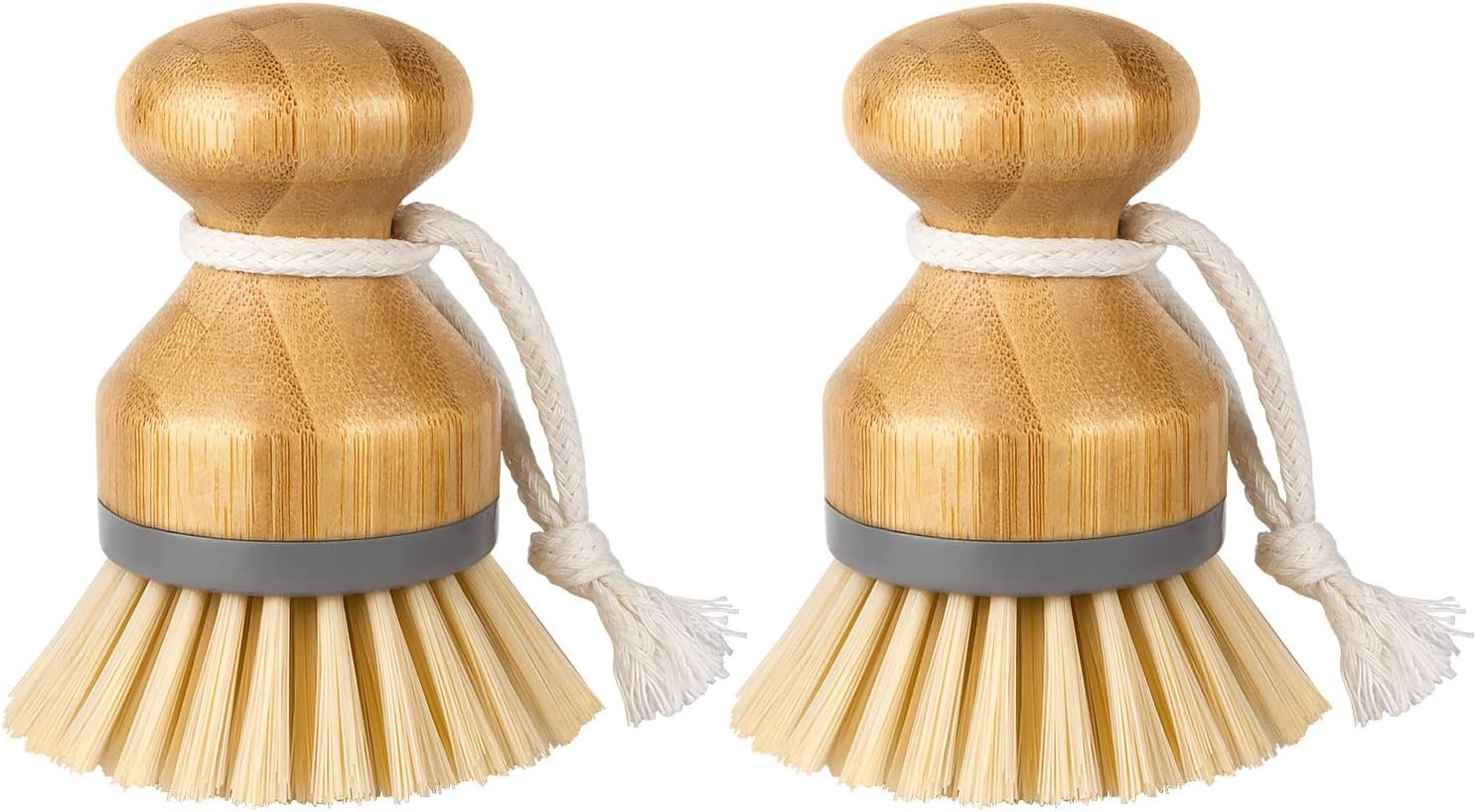 MR.SIGA Bamboo Palm Brush, Dish Scrub Brush, Bamboo Dish Brush, Pack of 2 | Scrub brush for dishes, pans, pots, kitchen sink cleaning, palm scrubber, palm scrub brush, dish scrubber