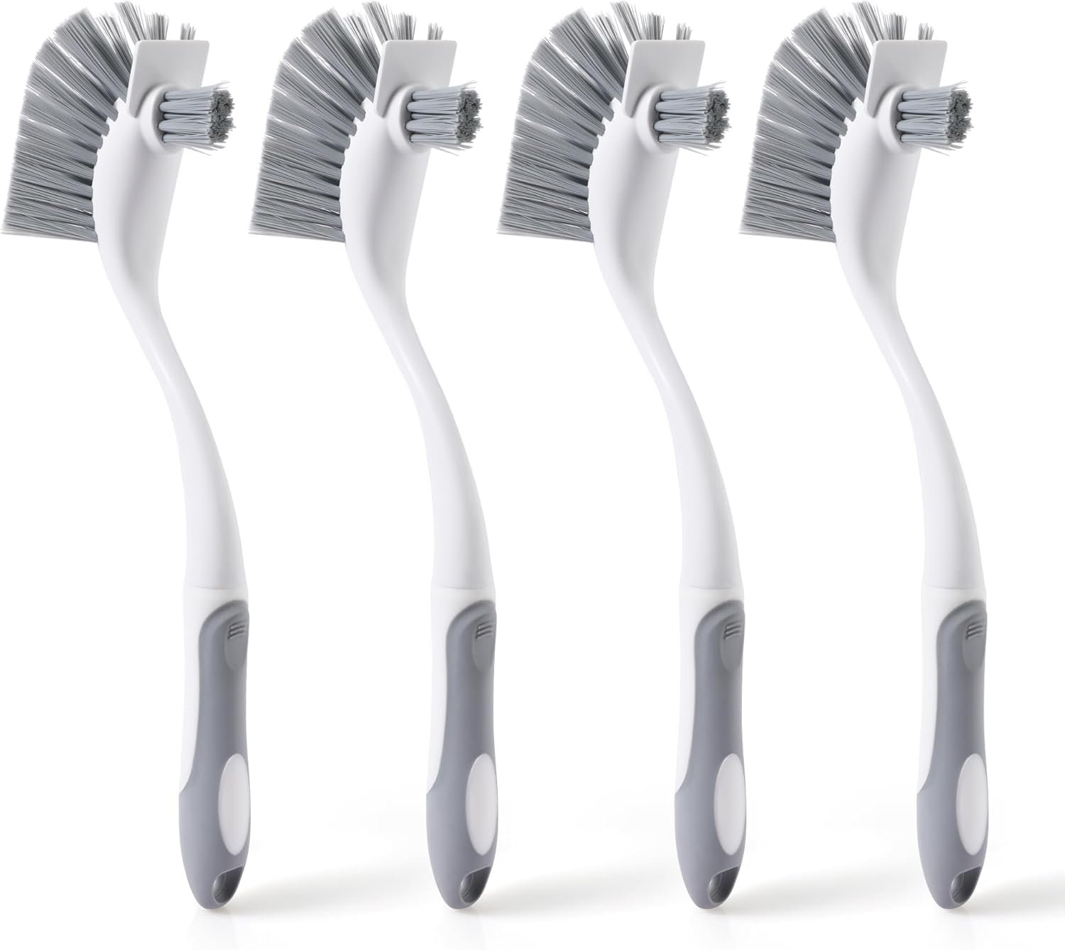 4 Pack Heavy-Duty Dish Scrub Brushes with Long Handle | Stiff Non-Scratch Bristles, Multi-Purpose Kitchen Cleaning Brushes for Pots, Pans, Bottles, Deep Cleaning