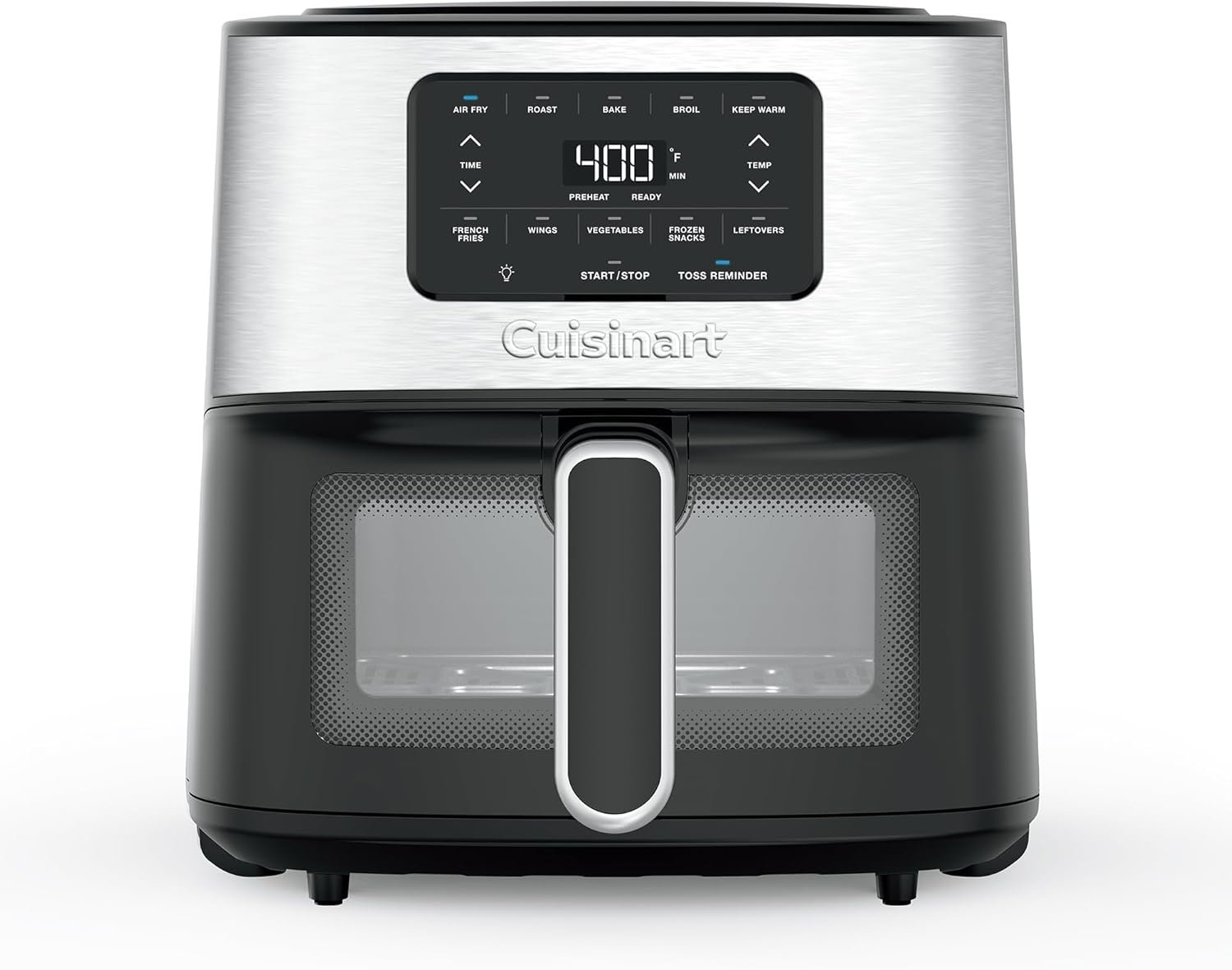 Cuisinart Air Fryer, 6-Quart Basket Large Fryer with 5 Cooking Functions to Roast, Bake, Broil, Air Fry and Keep Warm, 5 Airfryer Presets, Dishwasher-Safe Parts, AIR-200NAS, Stainless Steel & Black | Five functions and presets, dishwasher-safe parts, stainless steel and black finish