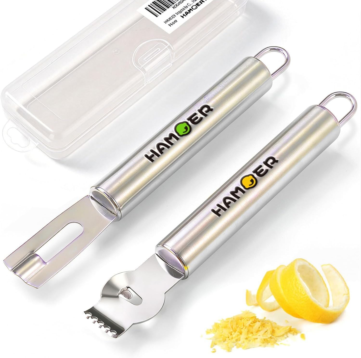 Lemon Citrus Zester & Channel Knife 2 Tools set with a storage box | Lemon twist Tool,U-Shaped Stainless Steel Blade,Carving Tool for Garnishing,Home Bars Bartender Gift