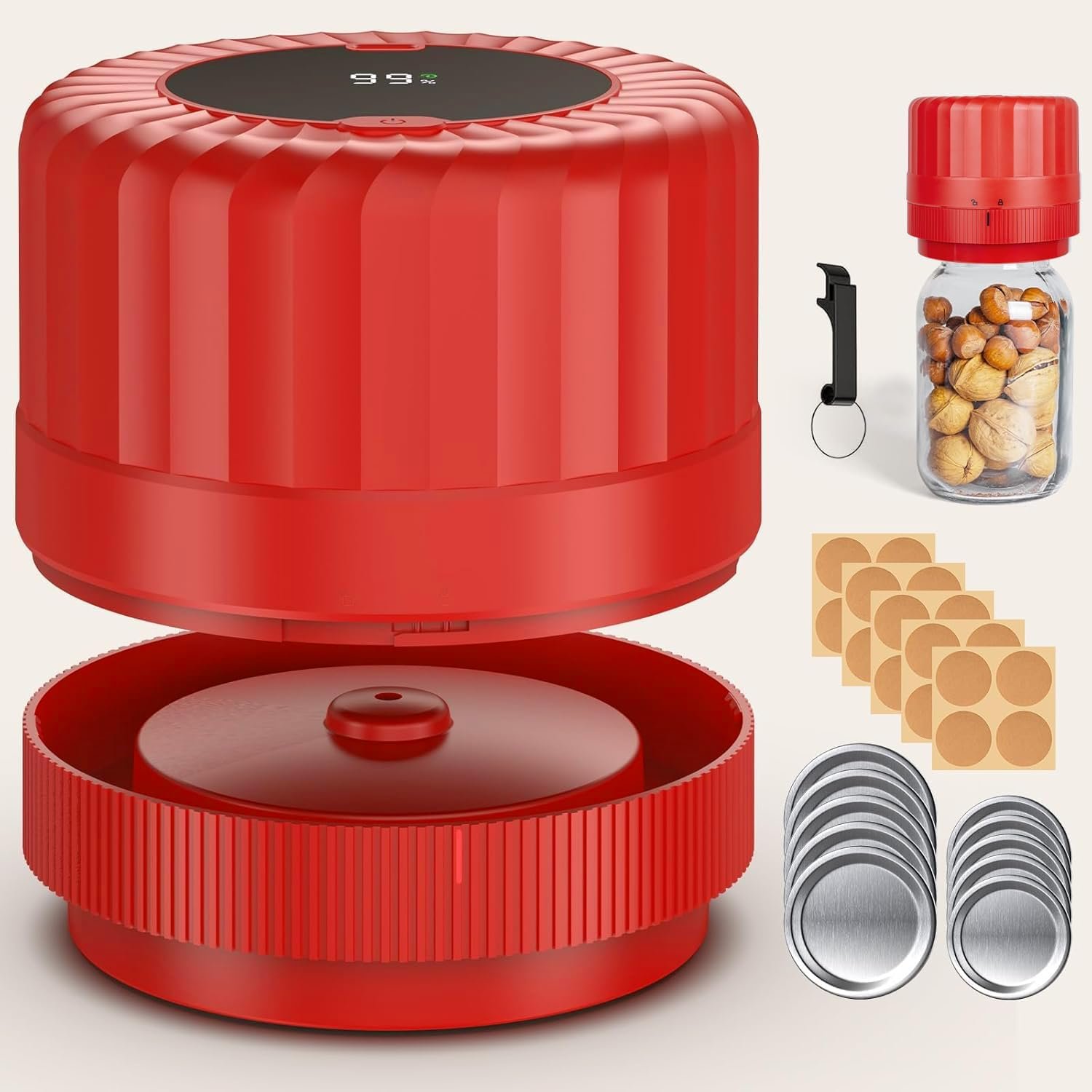 Electric Mason Jar Vacuum Sealer Kit + Wide & Regular Mouth Mason Lid | Kitchen Tool, Vacuum Sealing Machine for Canned Food Storage Pantry, Homesteading Supplies, Gifts for Mom Grandma