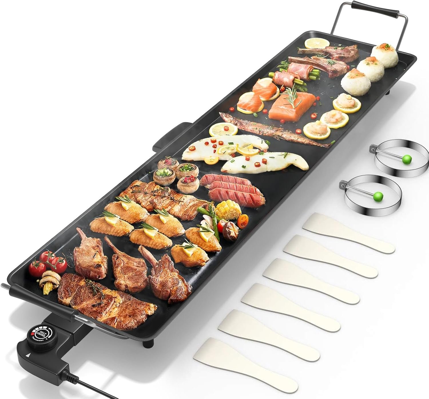 Costzon 35″ Electric Griddle, 2000W Nonstick Extra Large Griddle, Long Table Top Grill w/5-Level Temp & Drip Tray, Indoor Outdoor Cooking Plates Teppanyaki Grill for Pancake, BBQ, Camping Gatherings
