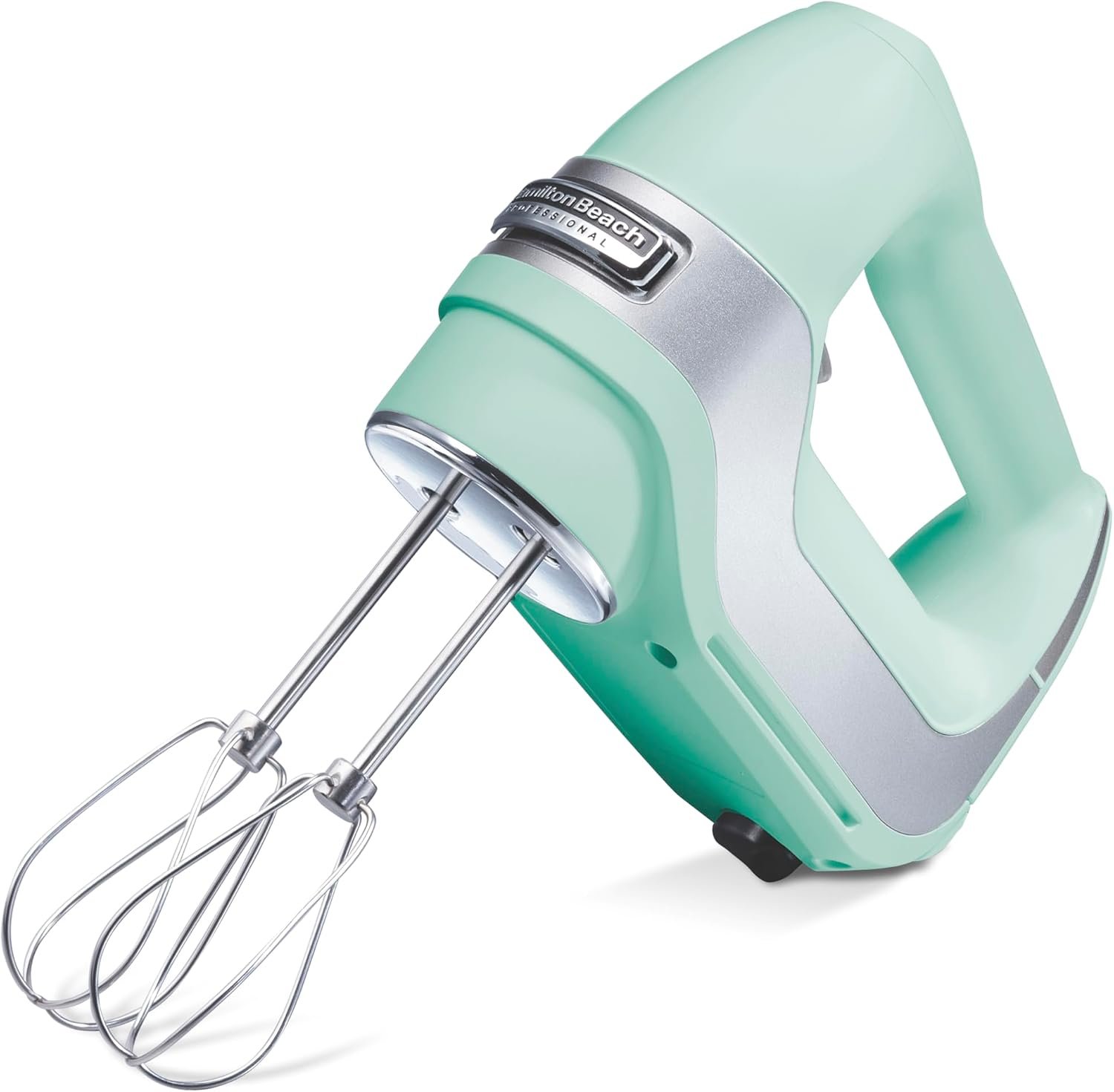 Hamilton Beach Professional 5-Speed Electric Hand Mixer with Snap-On Storage Case, QuickBurst, Stainless Steel Twisted Wire Beaters and Whisk, Mint (62658) | High-Performance DC Motor | Slow Start | Snap-On Storage Case | Stainless Steel Beaters & Whisk | Mint | 62658