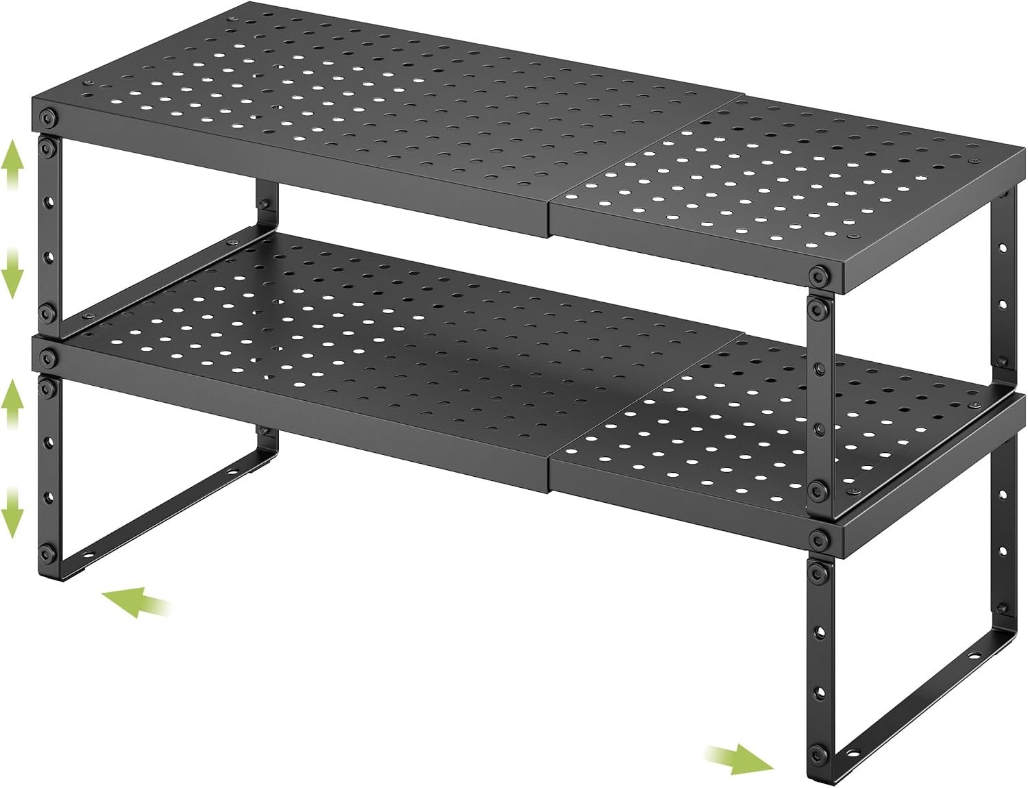 RUILALIFE Expandable Cabinet Organizer Shelf With Adjustable Height, Stackable Kitchen Countertop Organizer Rack, Adjustable Shelf Riser For Kitchen Counter, Pantry, Cupboard, Desk, Tabletop
