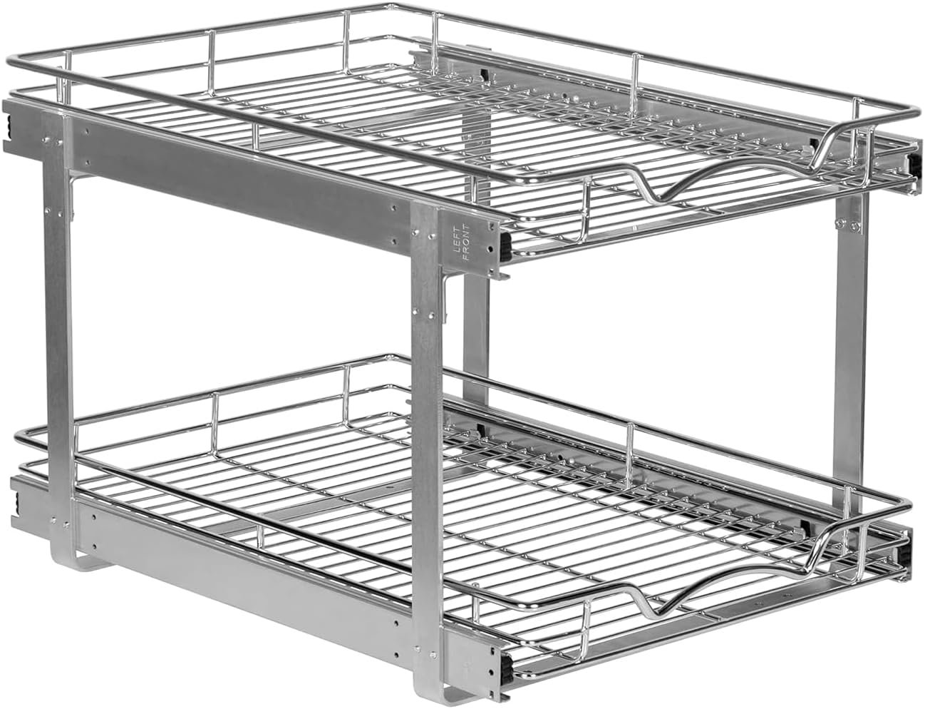 2-Tier Pull-Out Cabinet Organizer for Kitchen, 20″ W x 21”D x 16.5″ H | Full-Extension Sliding Shelves, Holds 100 lbs, Easy Install for Kitchen, Pantry & Under Sink Cabinets