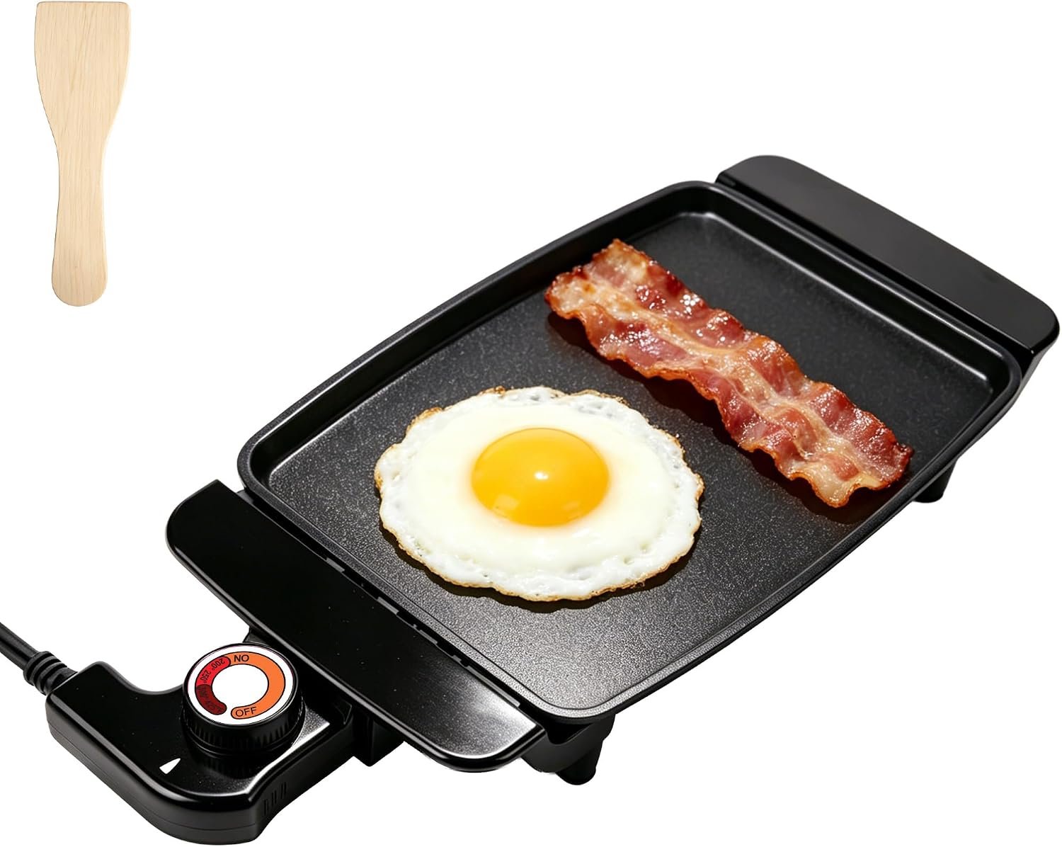 Small Electric Griddle, 10 Inch Mini Ceramic Non-Stick Electric Skillet with Adjustable Thermostat, 1200W Single Serve Grill for Breakfast, Cooking for Pancakes, Eggs, Sausage