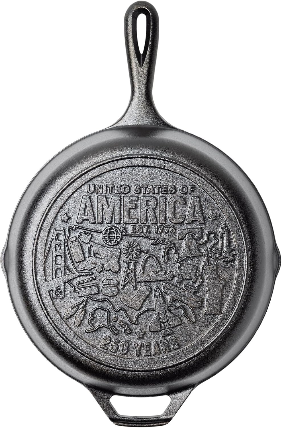Lodge 10.25 Inch Cast Iron Skillet – Pre-Seasoned Frying Pan with Teardrop Handle – Oven, Stovetop, Grill & Campfire Use – Made in USA – Non-Toxic, Even-Heating Cookware – 250th Anniversary Logo