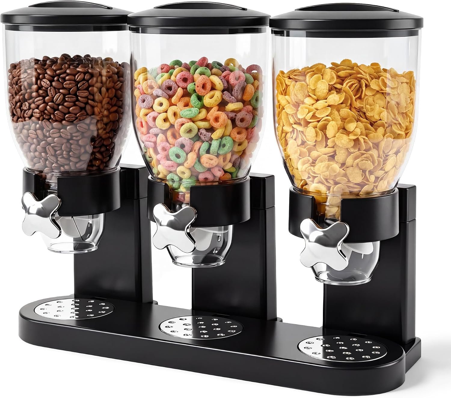 Countertop Cereal Dispenser 3 Pack, 6L Large Capacity for Small Dry Food | 360° One-Hand Twist Knob, Airtight Dry Food Container, Neaten Pantry & Kitchen Storage, for Coffee Beans, Nuts & Grains