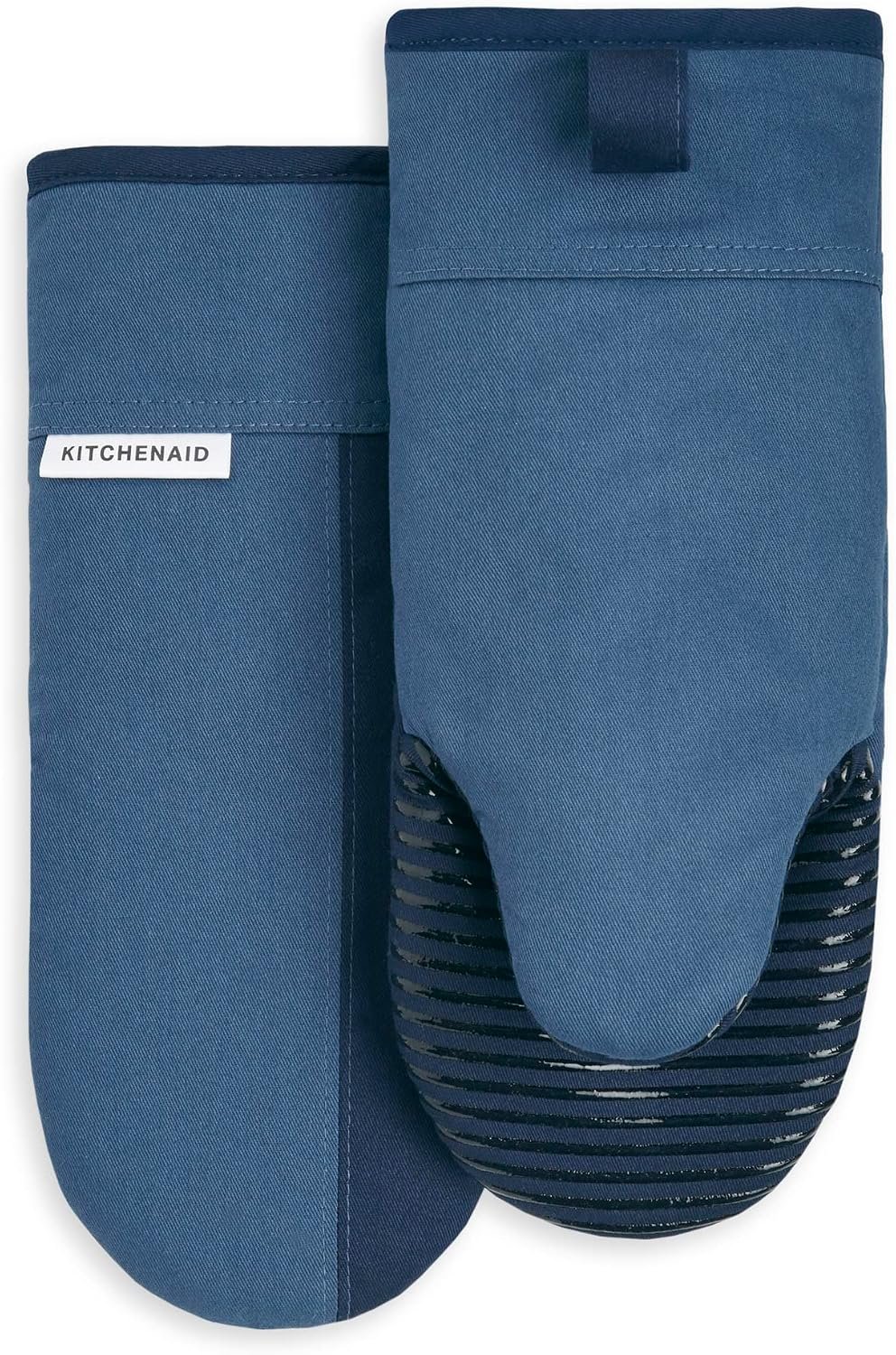 KitchenAid Beacon Two-Tone Non-Slip Oven Mitt Set, Navy/Ink, 5.75″x13″, 2 Piece