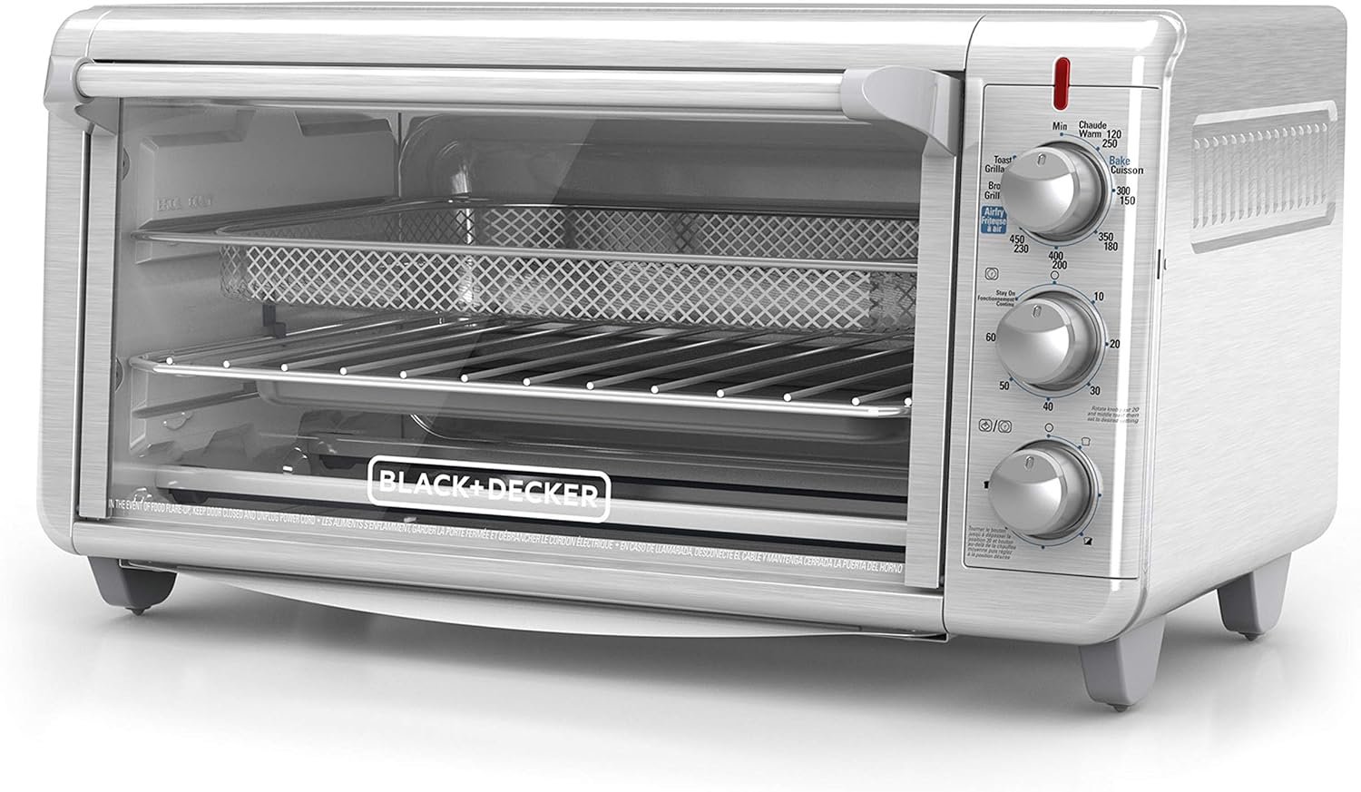 BLACK+DECKER XL 8-Slice Air Fry Toaster Oven, 5-in-1 | XL air fry oven fits a 9×13 pan or 12-inch pizza with bake, broil, toast and keep warm functions.
