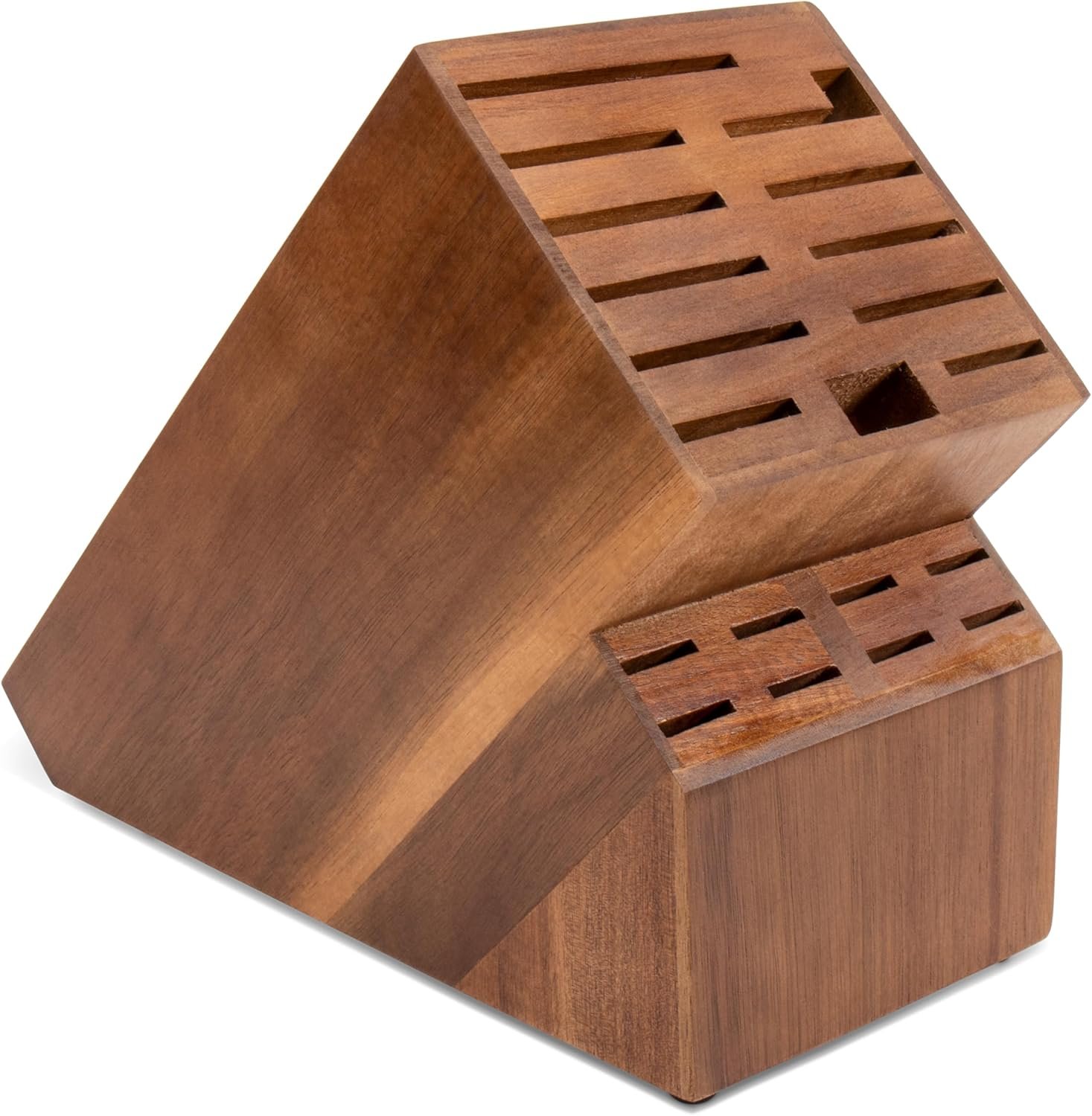 Knife Block for Kitchen Countertop – 20 Slot Universal Knife Holder with Acacia Wood, Large Knife Storage Organizer for Butcher Block, Knife Block Storage without Knives, Easy for Knife set