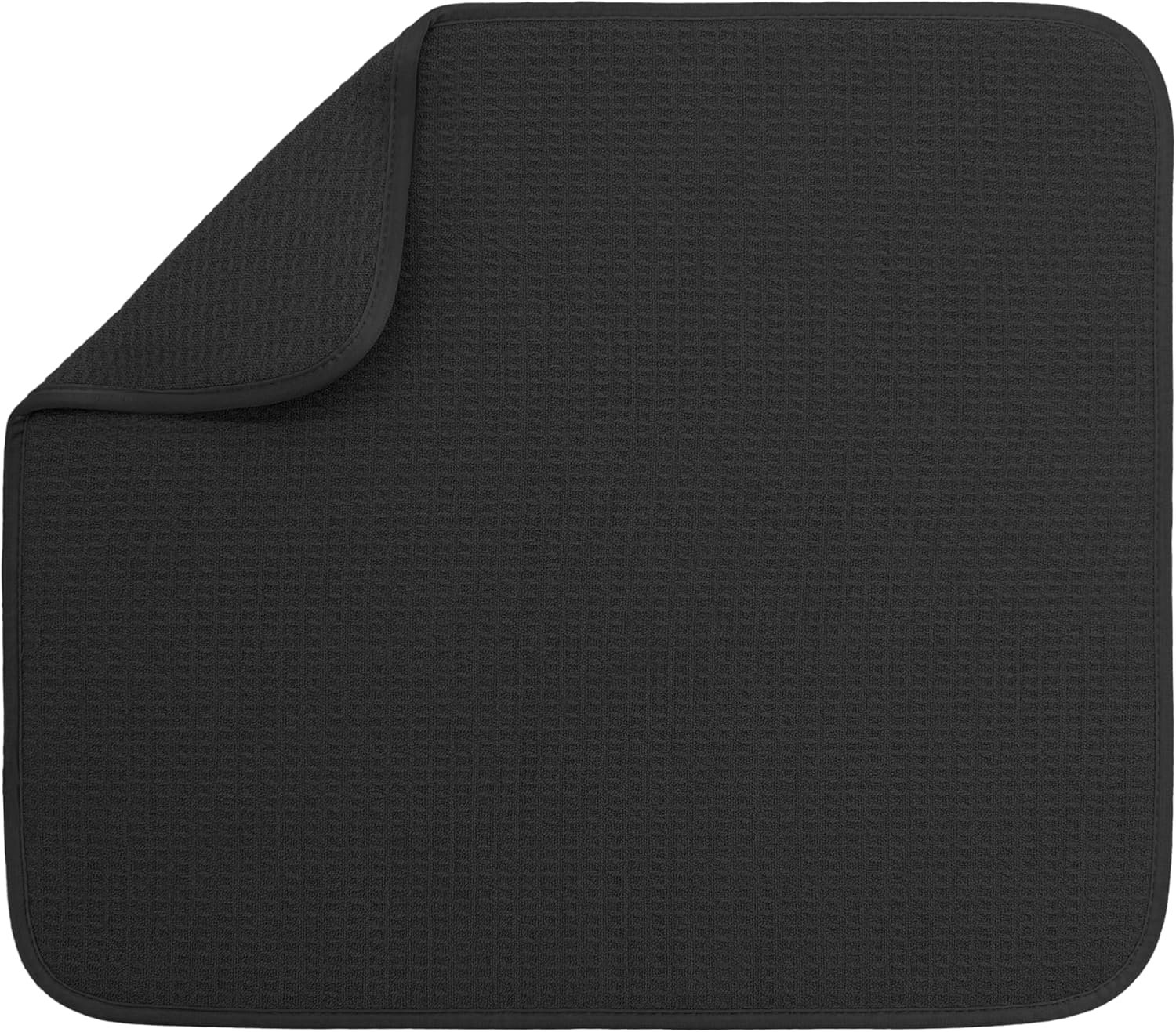 S&T INC. Dish Drying Mat, 16″ x 18″, Large, Black | Absorbent Microfiber, Kitchen Counter Mat for Dishes, Utensils, Pots and Pans, Machine Washable