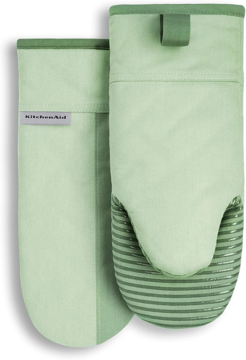 KitchenAid Beacon Two-Tone Non-Slip Oven Mitt Set, Pistachio/Graphite Green, 5.75″x13″, 2 Piece