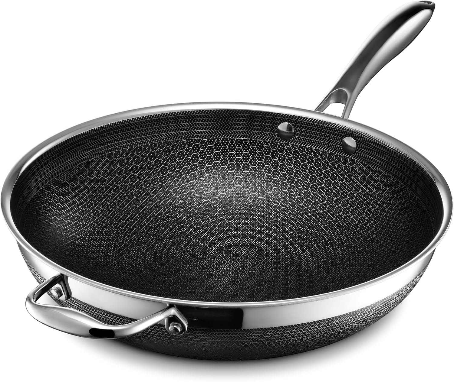 HexClad 12″ Hybrid Nonstick Wok, Dishwasher and Oven Safe, Induction-Ready | Stay-Cool Handles, Dishwasher and Oven Safe up to 900°F, Compatible with All Cooktops