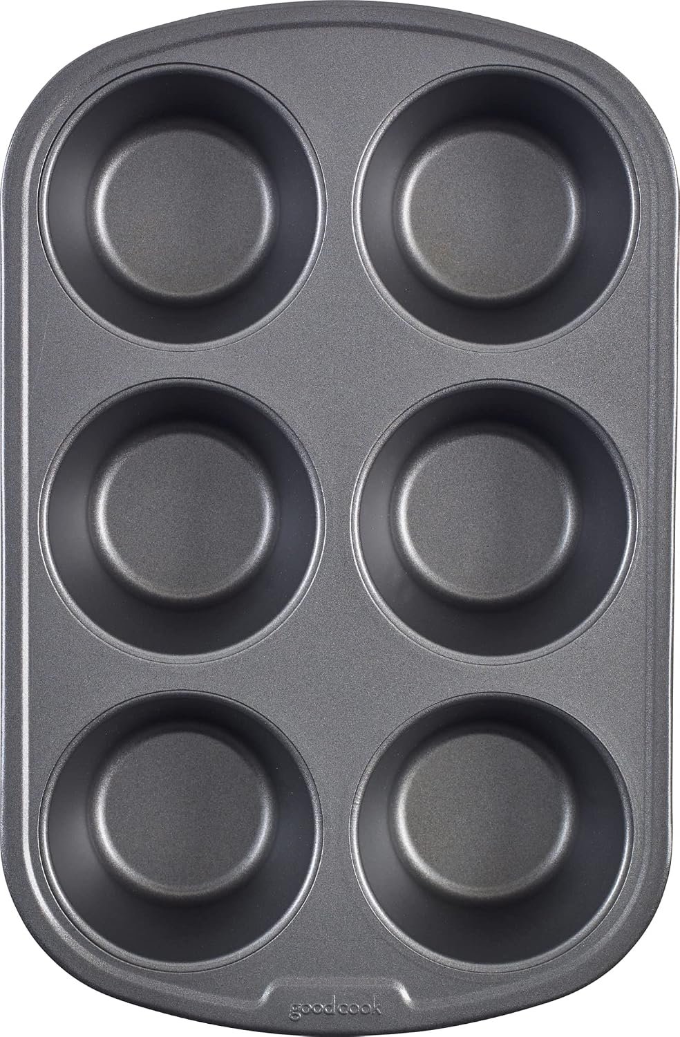GoodCook Everyday Nonstick Steel Jumbo Texas Muffin Pan, 6-cup, Gray