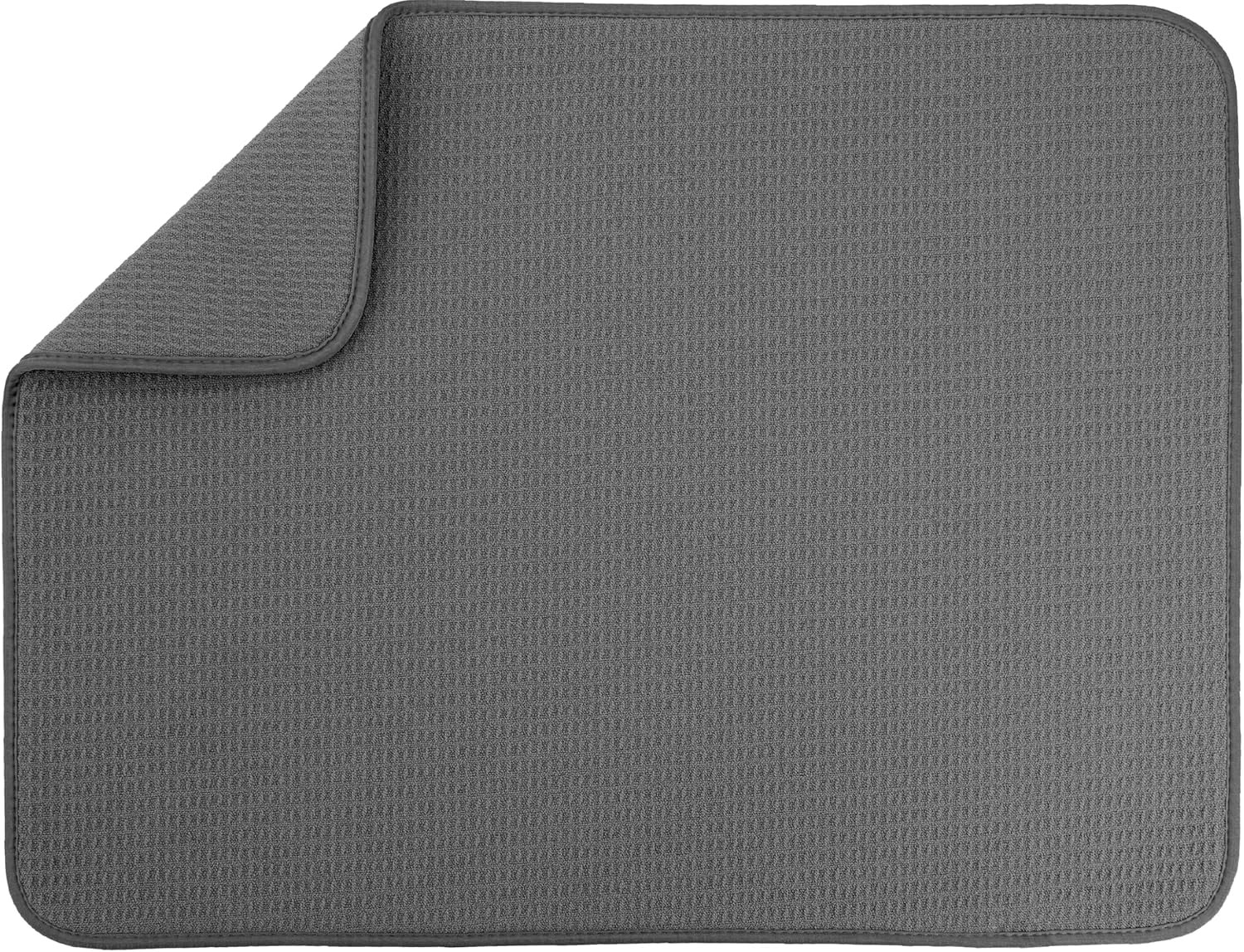 S&T INC. Dish Drying Mat, 18″ x 24″, XL, Charcoal Grey | Absorbent Microfiber, Extra Large Kitchen Counter Mat for Dishes, Utensils, Pots and Pans, Machine Washable
