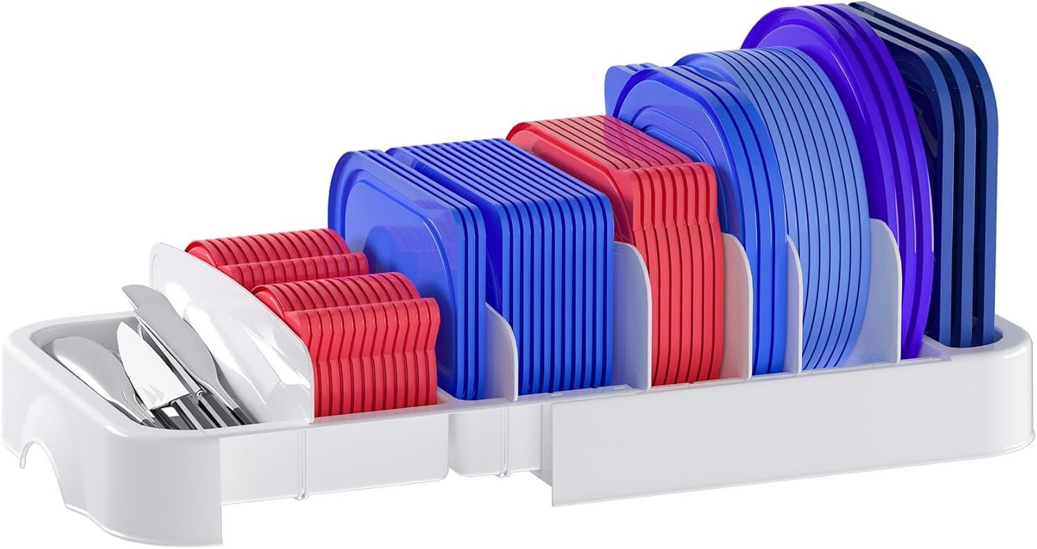 Lid Organizer for Kitchen Cabinet, Expandable Holder, 10 Dividers