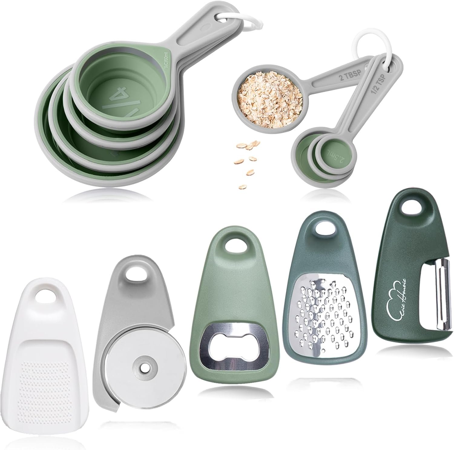 Kitchen Gadgets Set 13 Piece, Space Saving, RV Essentials, Green