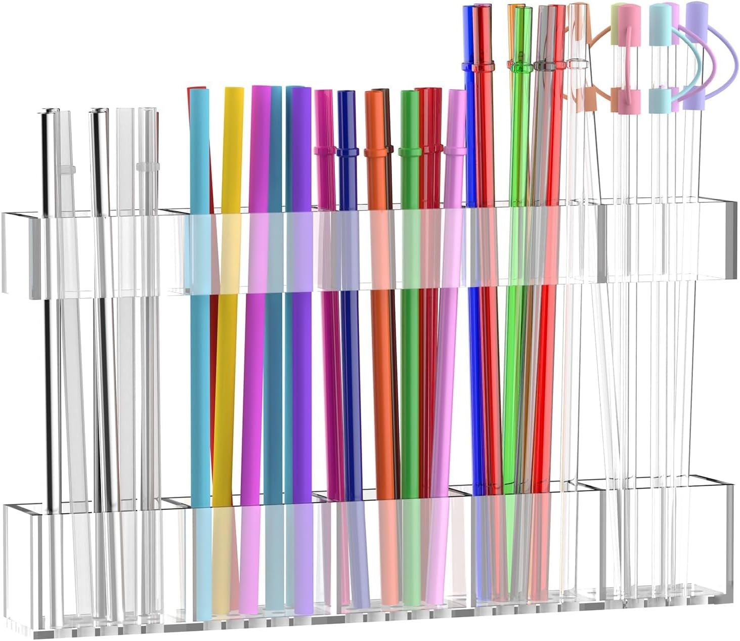 9.5” Large Acrylic Straw Holder for Cabinet Door, Transparent