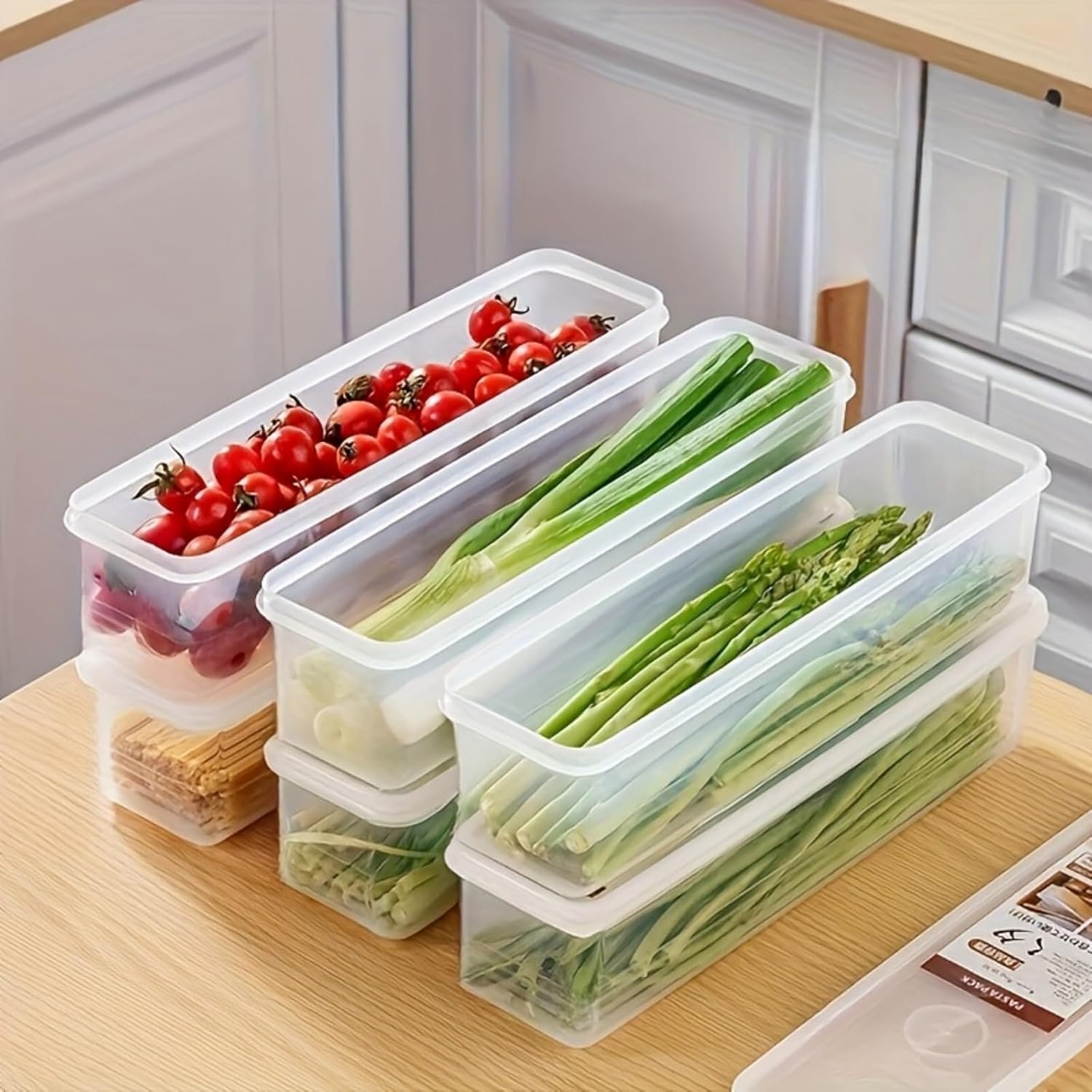 3 Pack Stackable Food Storage Containers – 1500ml (51oz) Fridge Organizer with Removable Drain Plate & Lid for Fish, Meat, Fruits, Vegetables​