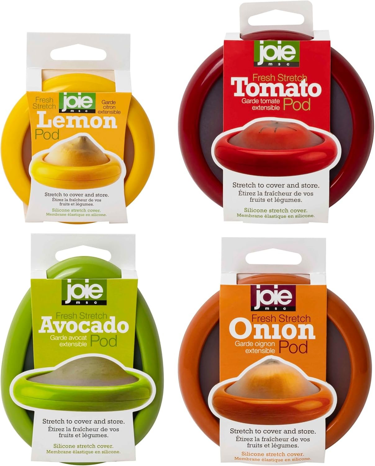 Joie Food Saver Set, Avocado, Tomato, Onion, and Lemon Storage Stretch Pods