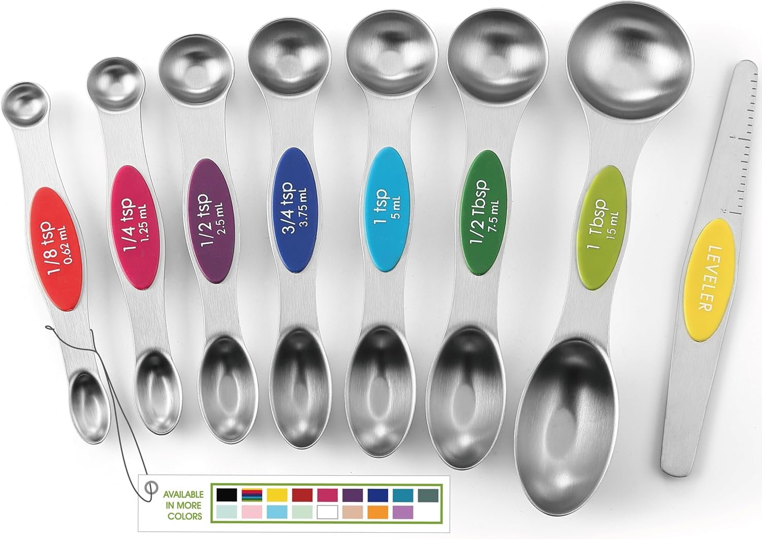 Spring Chef Magnetic Measuring Spoons Set of 8 for Kitchen, Multicolor